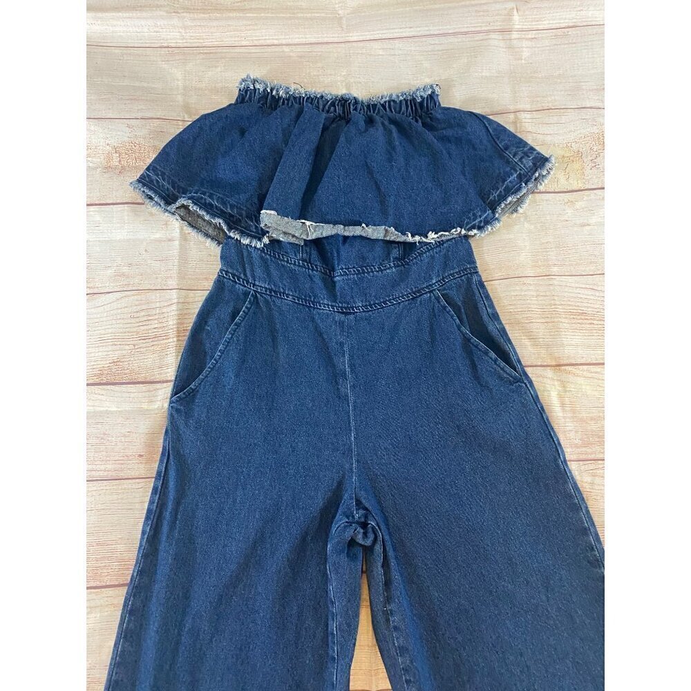 Anthropologie Hei Hei Women's Teirred Denim Crop Jumpsuit - Small - Picture 3 of 15